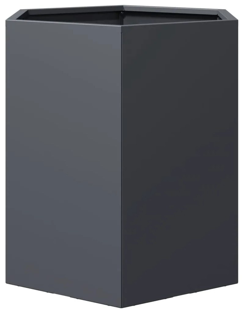 Vasos floreiras jardim 2 pcs hexagonal 46x40x45cm aço antracite