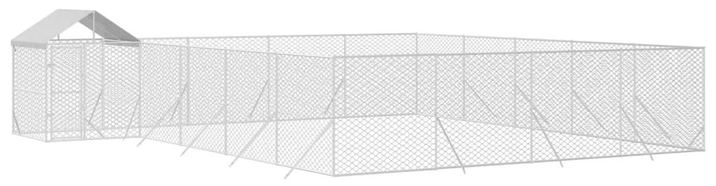 Canil de exterior com teto 10x8x2,5 m aço galvanizado prateado