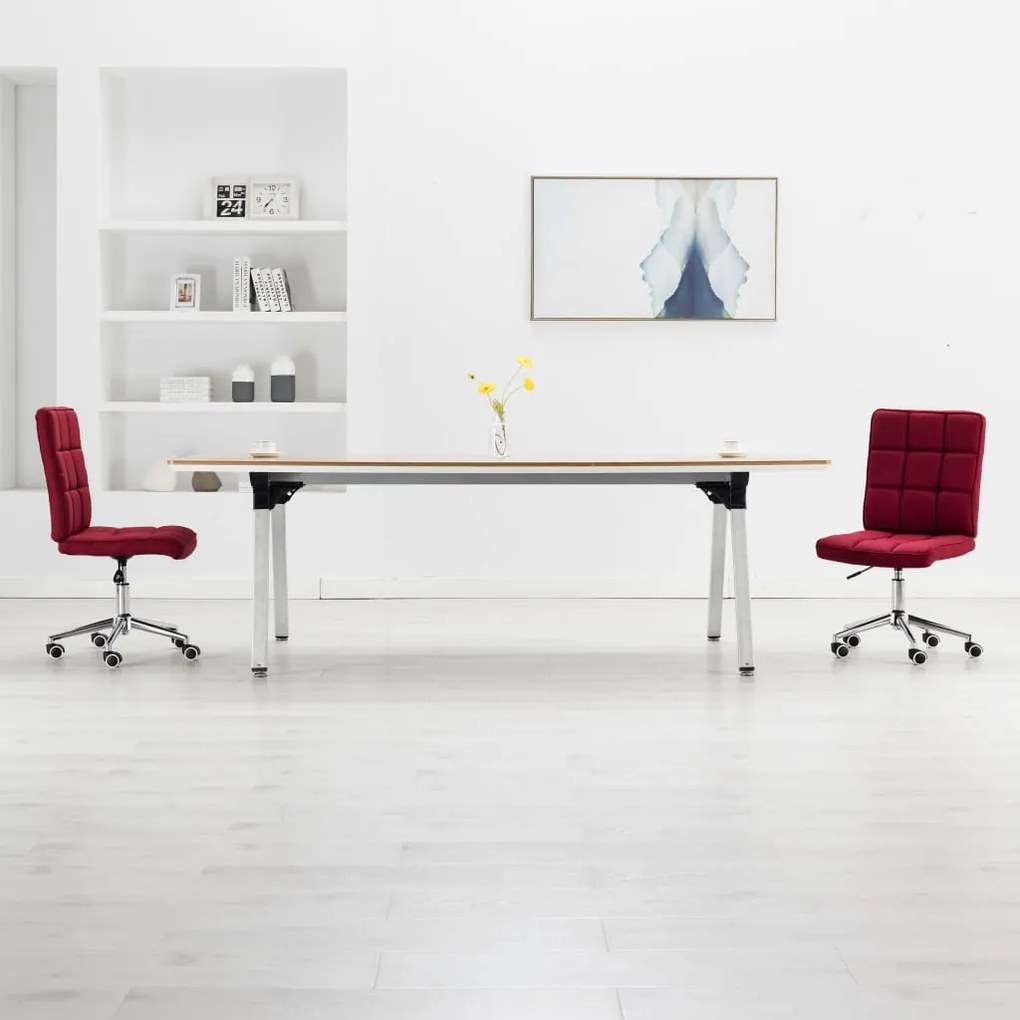 vidaXL Cadeiras de jantar 2 pcs tecido vermelho tinto