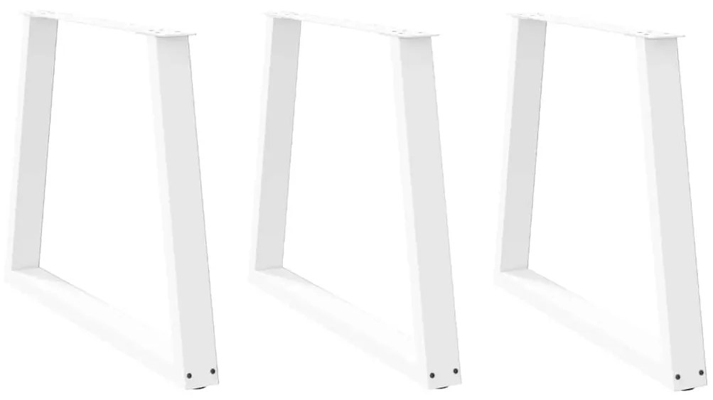 Mesa de jantar pernas 3pcs forma de V 70x(72-73,3)cm aço branco