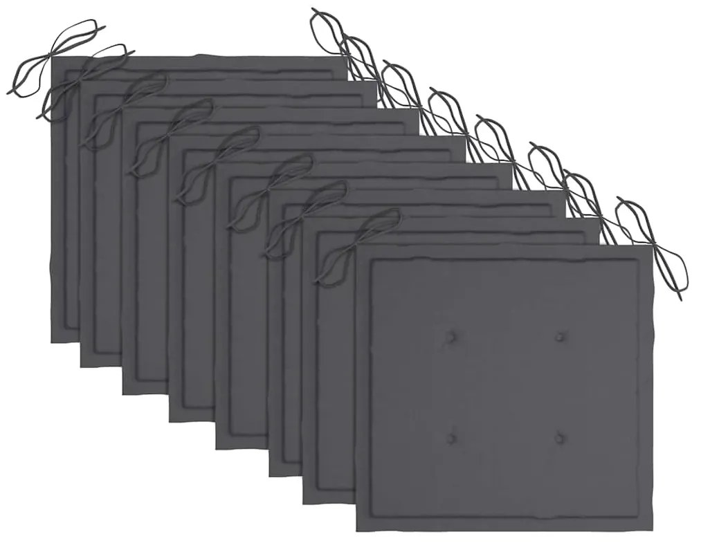 Cadeiras de exterior dobráveis c/ almofadões 8pcs acácia maciça