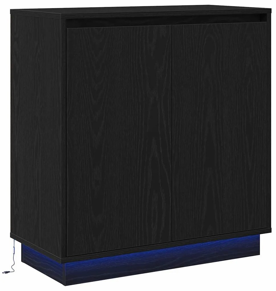 Aparador vidaXL com LED em Carvalho Preto 71x34,5x75 cm em Madeira Eng