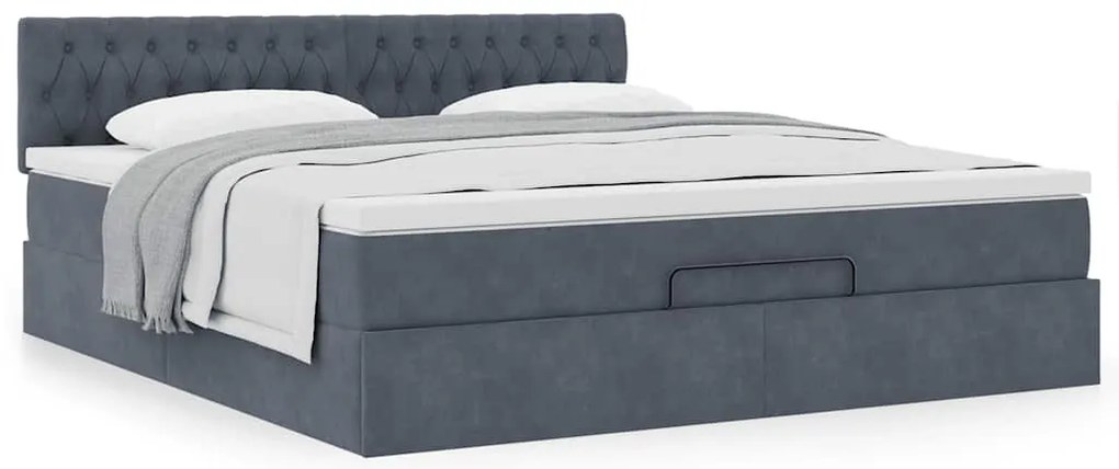 Estrutura de cama otomana com colchão 180x200cm cinzento escuro