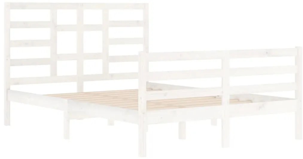 Estrutura de cama 140x200 cm madeira maciça branco