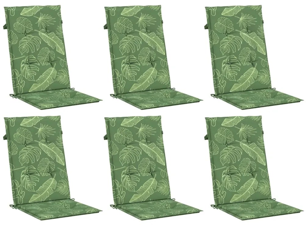 Almofadões cadeira de encosto alto 6 pcs tecido folhas