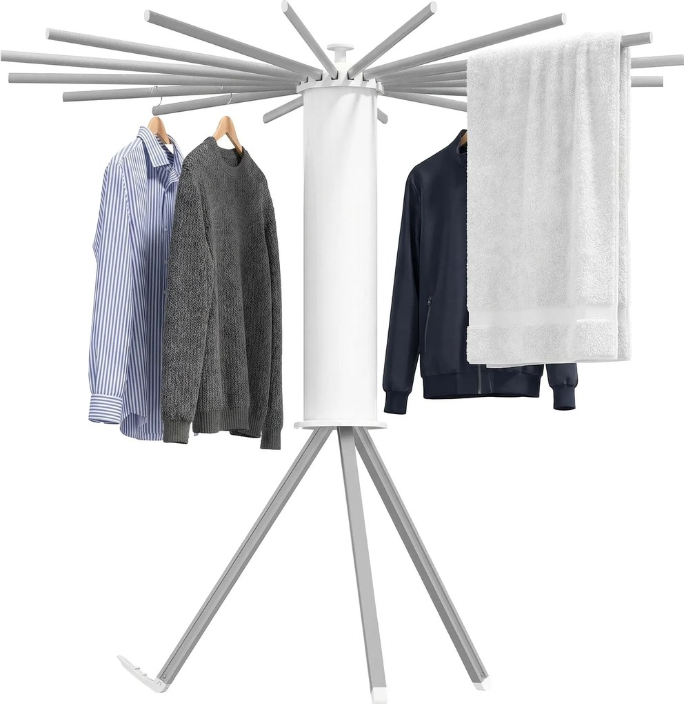 Estendal roupa dobrável, com suporte extensível, ocupa pouco espaço 112 x 112 x 122 cm prateado