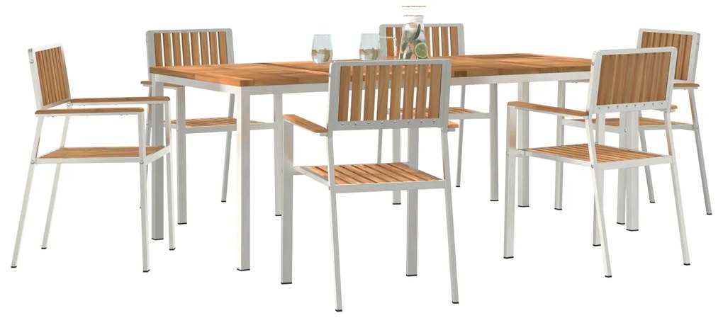 Conjunto de Jantar de Jardim de 7 Peças Madeira Sólida de Teca vidaXL