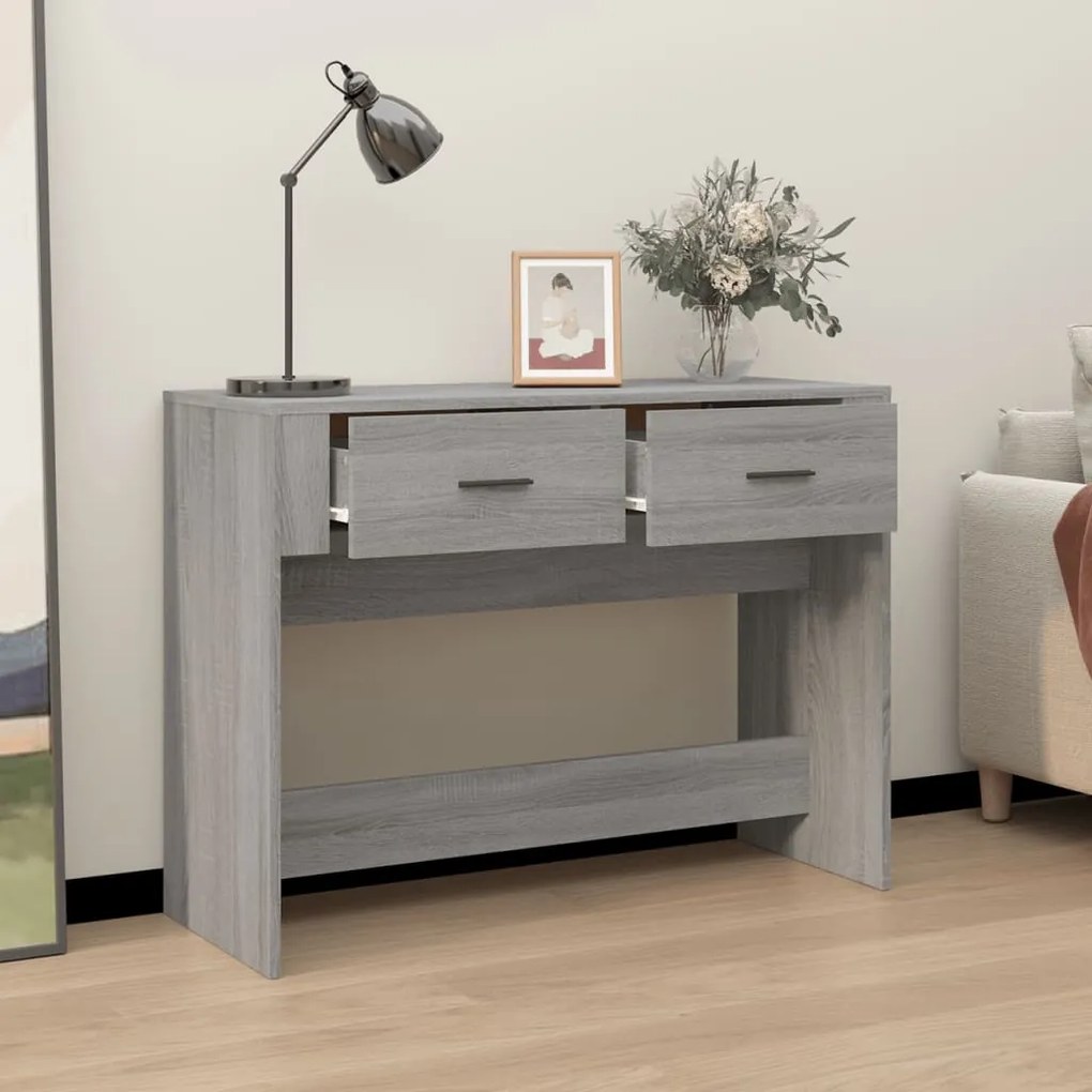 Mesa consola 100x39x75 cm derivados de madeira cinzento sonoma