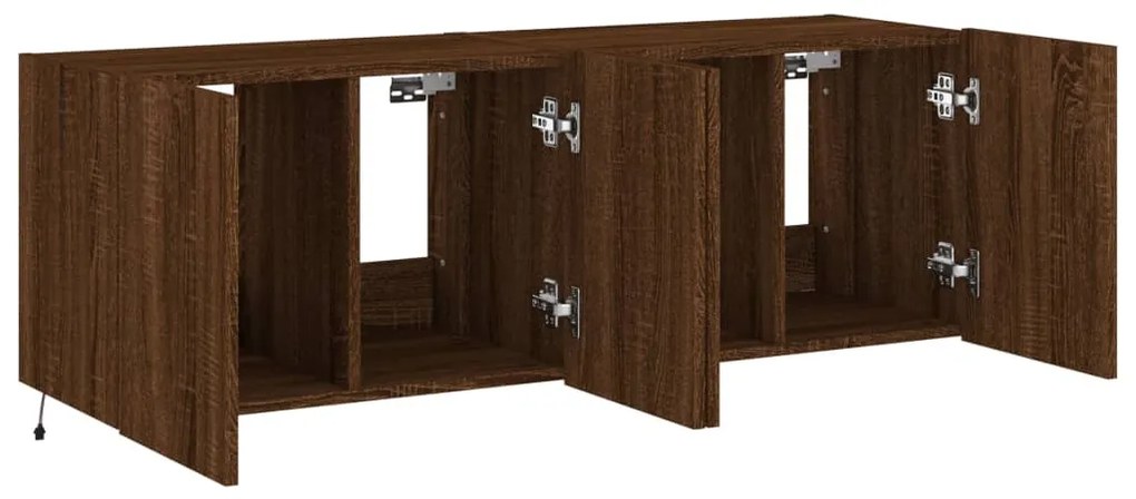 Móveis de parede para TV com luzes LED 2 pcs carvalho castanho