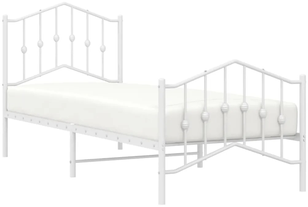 Estrutura de cama com cabeceira e pés 90x200 cm metal branco