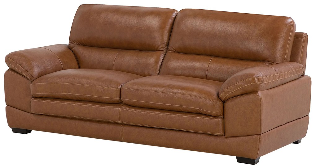 Conjunto de sofás com 4 lugares em pele castanha dourada HORTEN Beliani