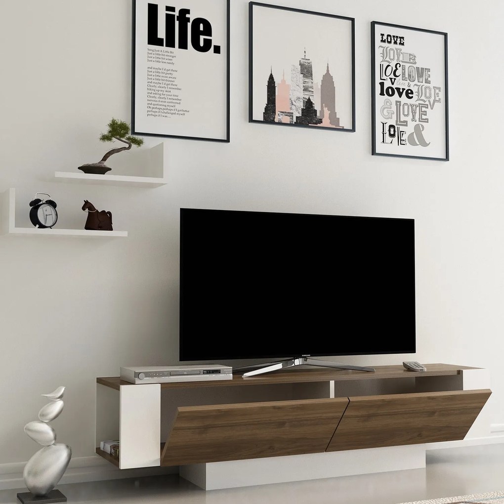 Móvel TV Matera – Nogueira e Branco – 150 x 41,6 x 31,5 cm
