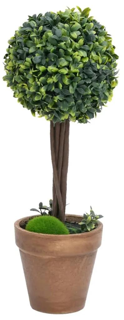 Plantas bolas de buxo artificiais c/ vasos 2 pcs 56 cm verde