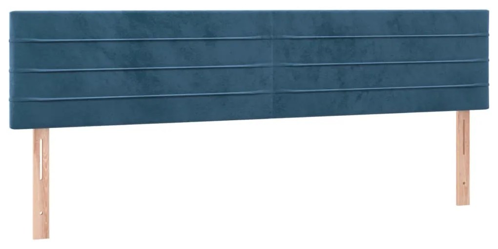 Cabeceira de cama c/ luzes LED veludo 200x5x78/88cm azul-escuro