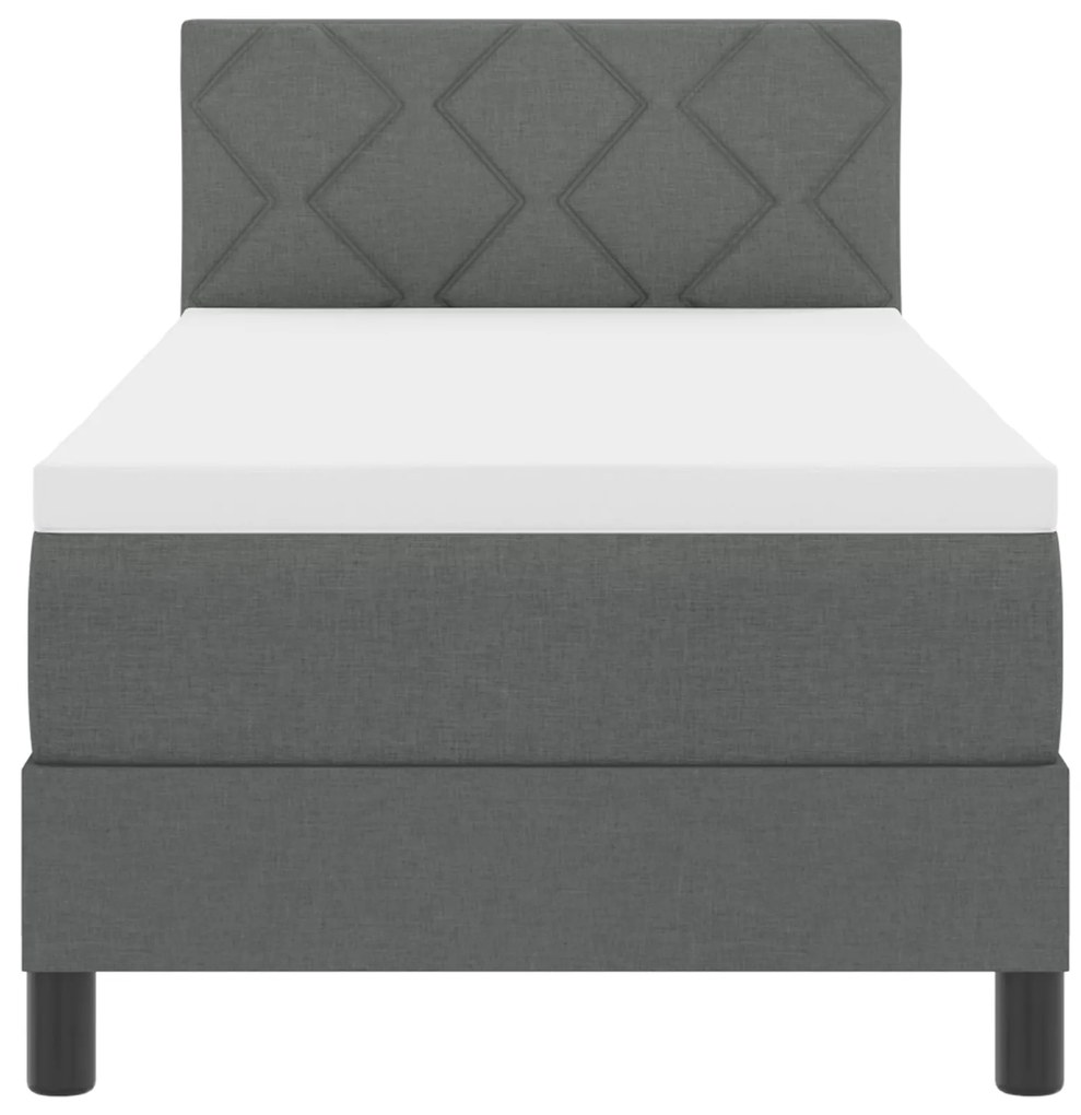 Cama Box com Colchão Cinza Escuro 80x200 cm Tecido