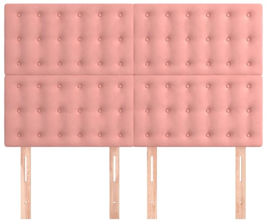 Cabeceira de cama 4 pcs veludo 72x5x78/88 cm rosa