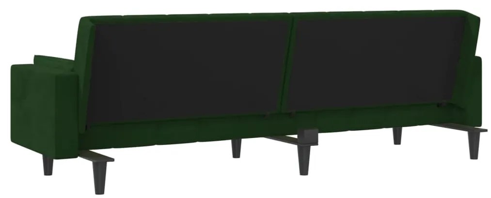 Sofá-cama 2 lugares com duas almofadas veludo verde-escuro