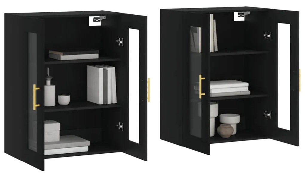 Móveis de parede 2 pcs derivados de madeira preto