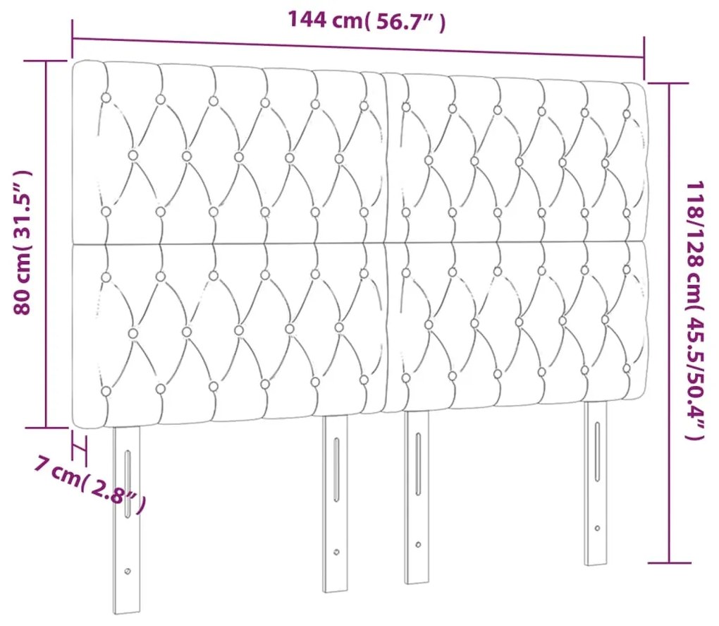 Cabeceira cama c/ luzes LED tecido 100x7x118/128cm cinza-claro