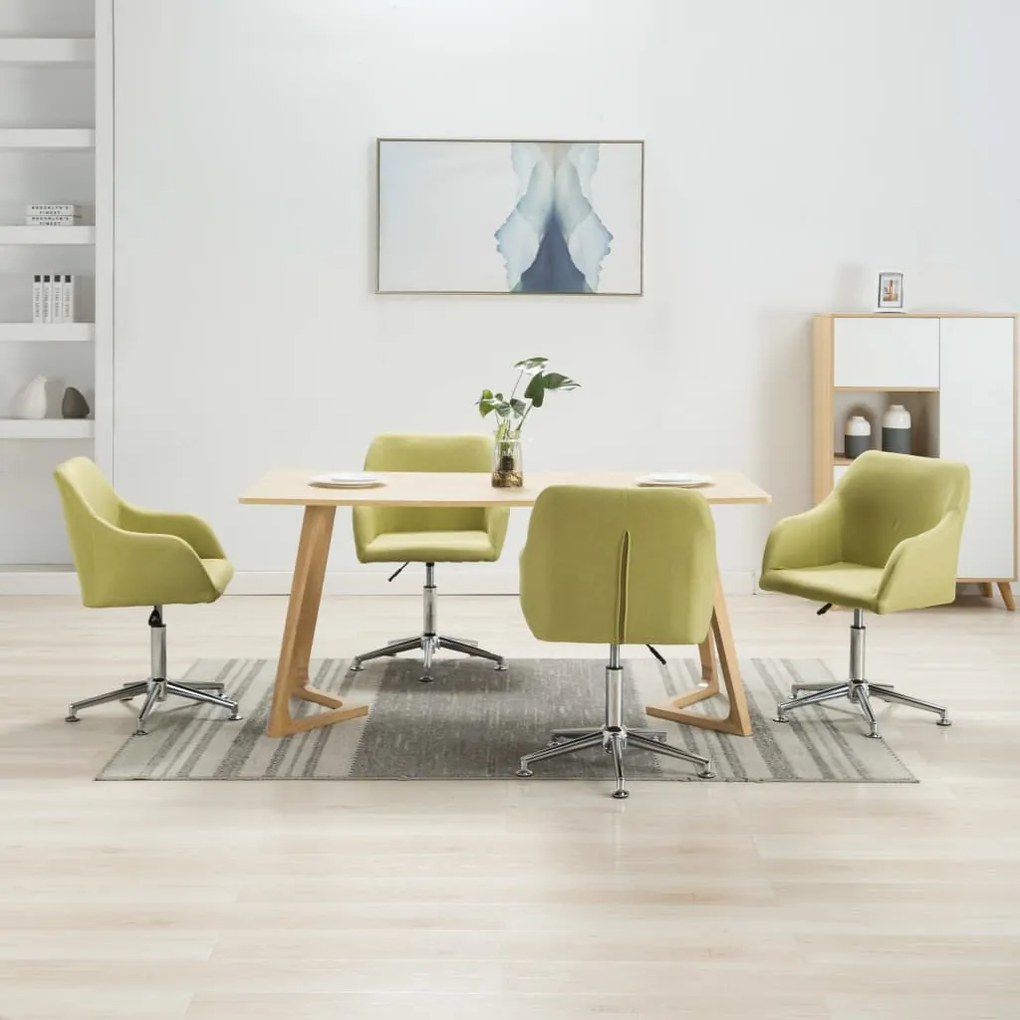 vidaXL Cadeiras de jantar giratórias 4 pcs tecido verde