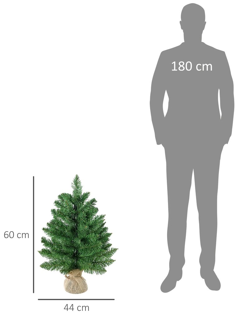 Árvore de Natal artificial pequena com 60 cm de altura com 70 filiais