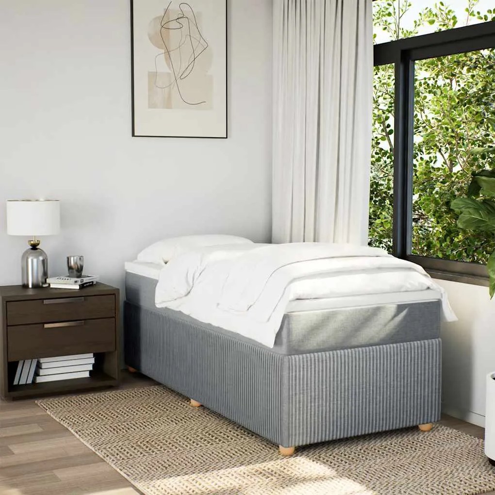 Cama com molas/colchão 90x200 cm tecido cinza-claro