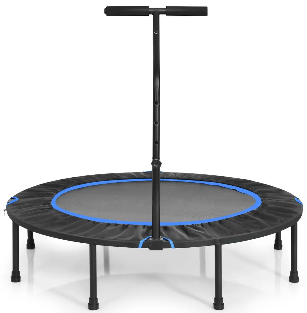 Trampolim Fitness dobrável com cabo ajustável e almofada de segurança para crianças azul e preto 120 cm