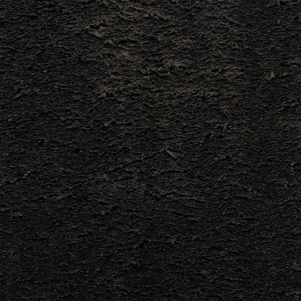 Tapete pelo curto macio e lavável HUARTE Ø 200 cm preto