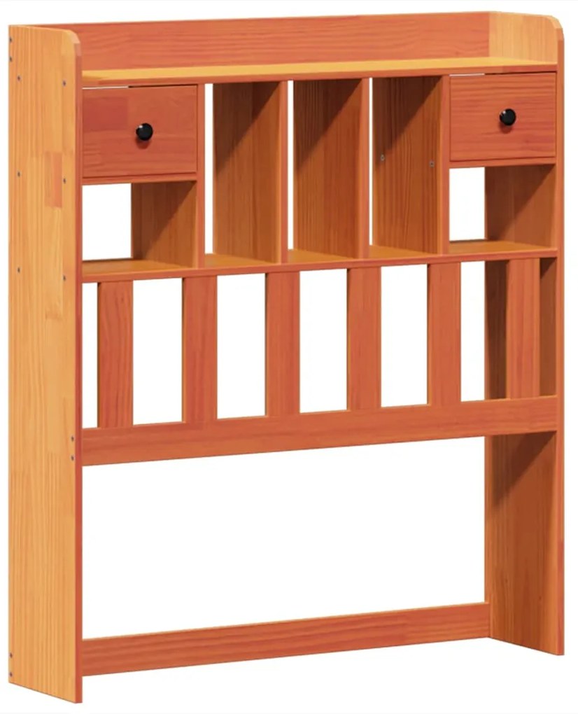 Cama com estante sem colchão 75x190cm pinho maciço castanho-mel