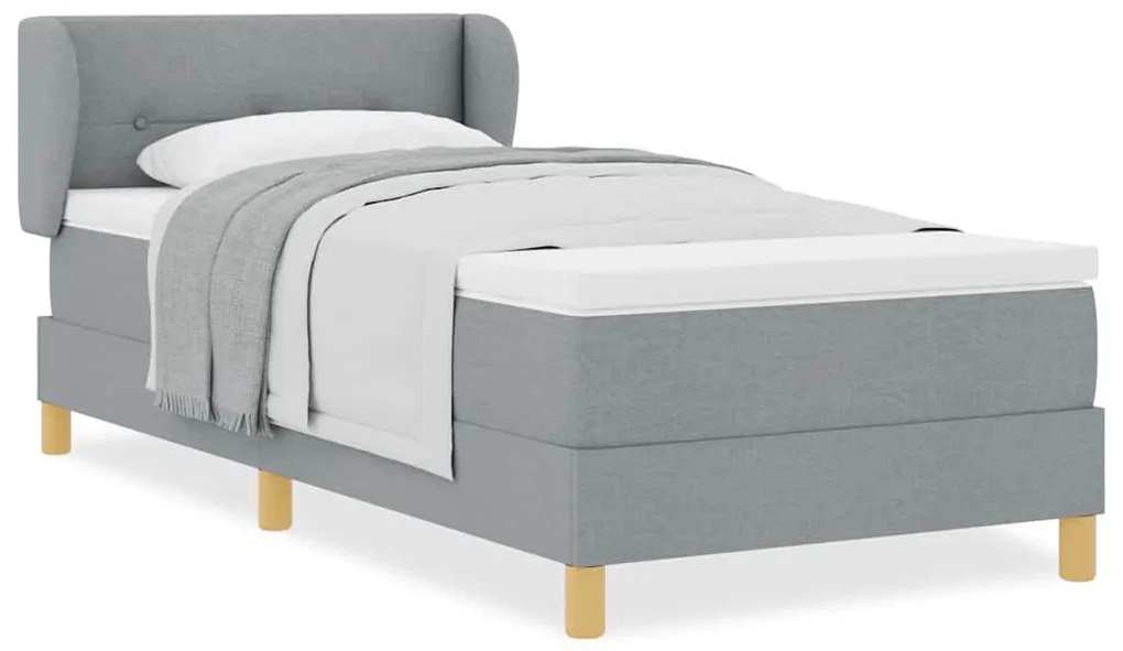 Cama Box Spring vidaXL com Colchão em Cinza Claro, 90x200 cm, Tecido