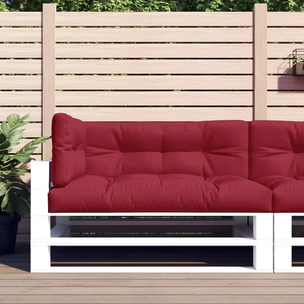 vidaXL Almofadões para móveis de paletes 3 pcs tecido vermelho tinto