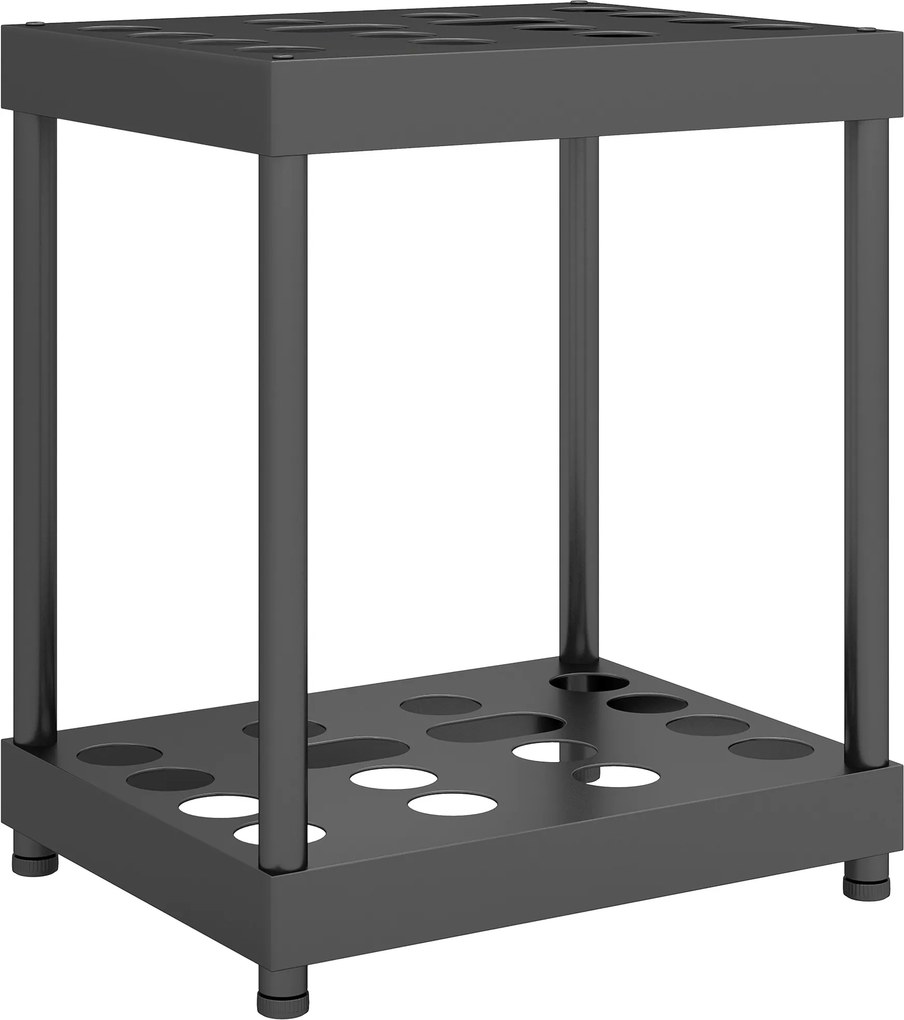 Outsunny Organizador de ferramentas de jardim, suporte de ferramentas de jardim 16 compartimentos em 2 níveis 42 x 33 x 50 cm preto | Aosom Portugal