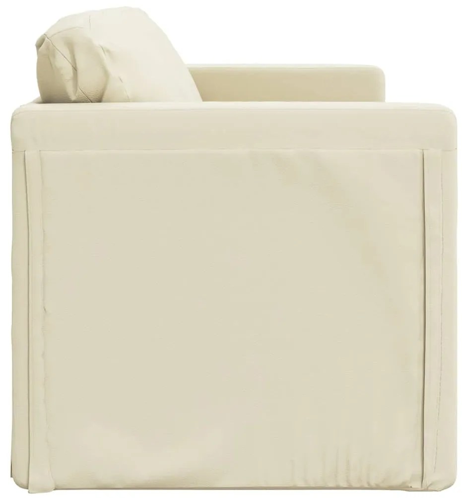 Sofá-cama sem pés 112x174x55 cm couro artificial cor creme