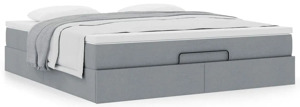 Estrutura de cama otomana com colchão 180x200 cm cinzento claro