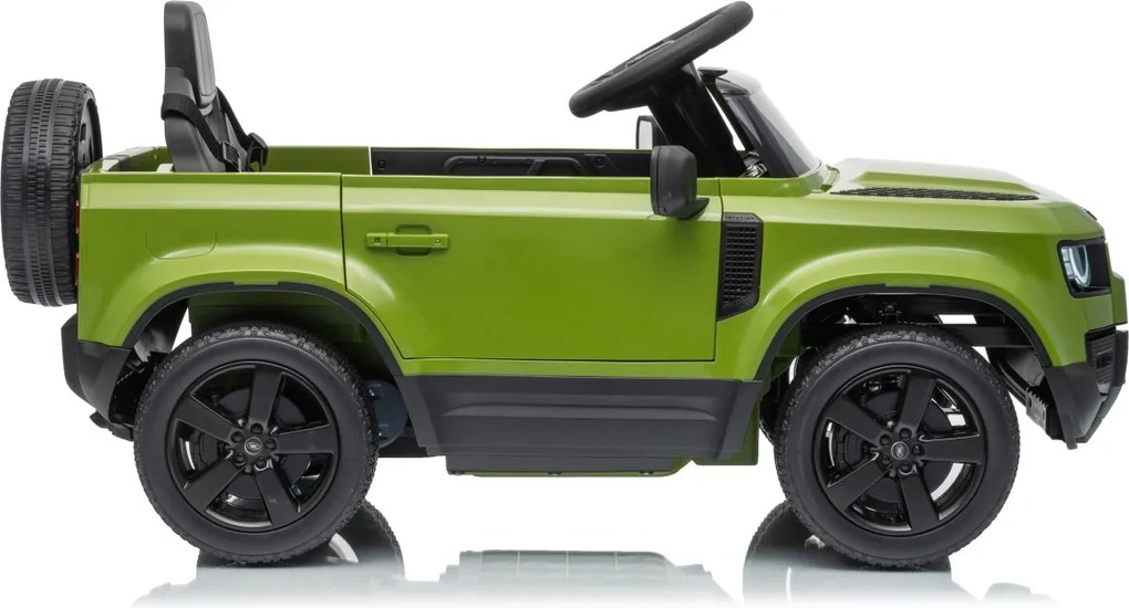 Carro elétrico para Crianças 12V 4x4 Land Rover Defender Rodas de espuma EVA, Assento Couro ecológico, Controlo remoto Verde