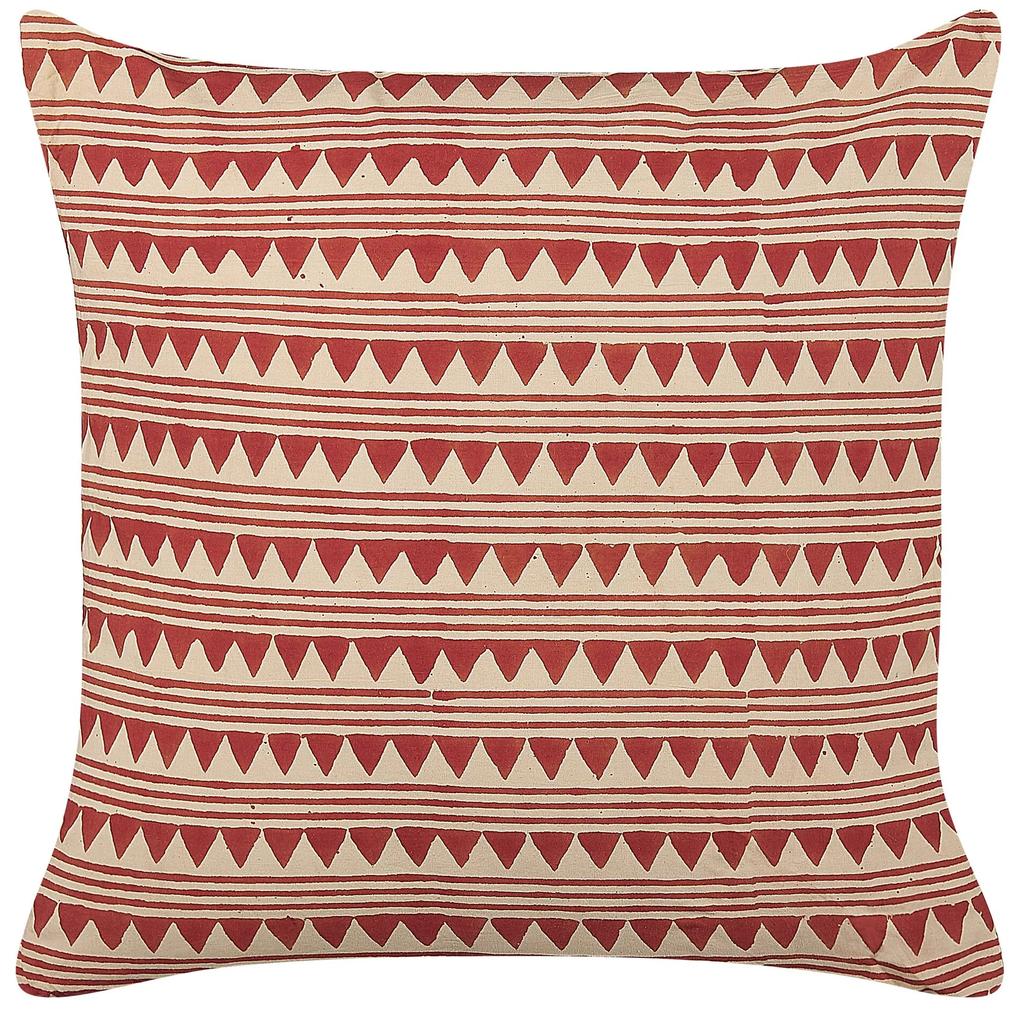 Conjunto de 2 almofadas decorativas com padrão geométrico em algodão vermelho e creme 45 x 45 cm DEGLUPTA Beliani