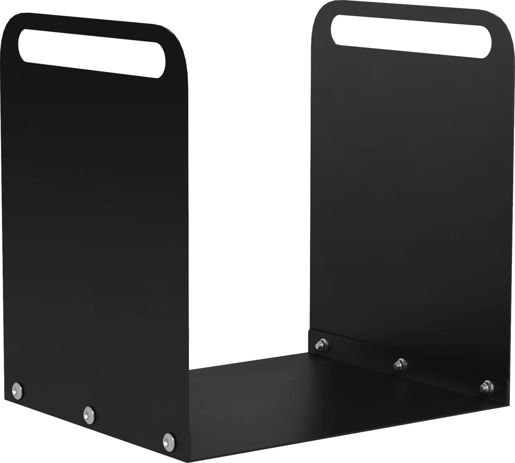 Outsunny Suporte para lenha, 2 alças de transporte, estrutura em aço, até 30kg, 36x30x36cm, preto | Aosom Portugal