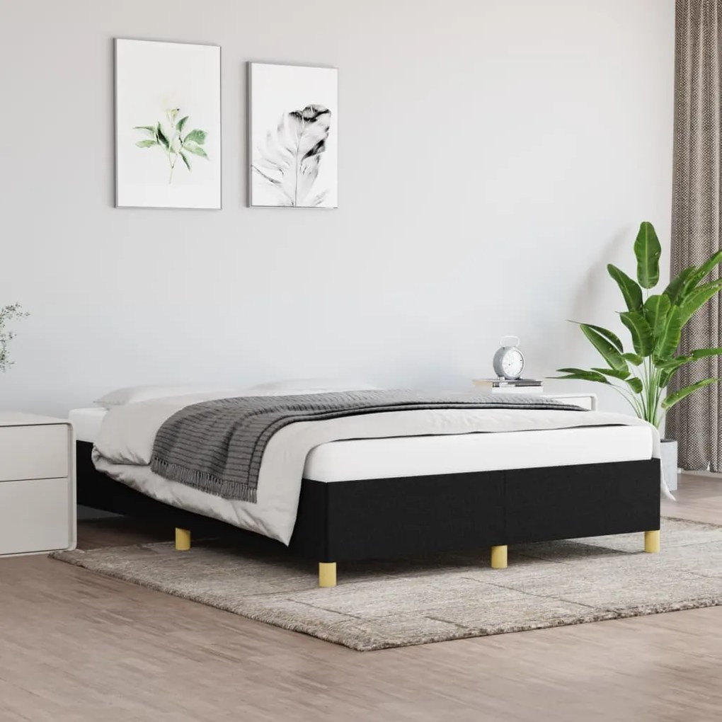 Estrutura de cama sem colchão 140x200 cm tecido preto