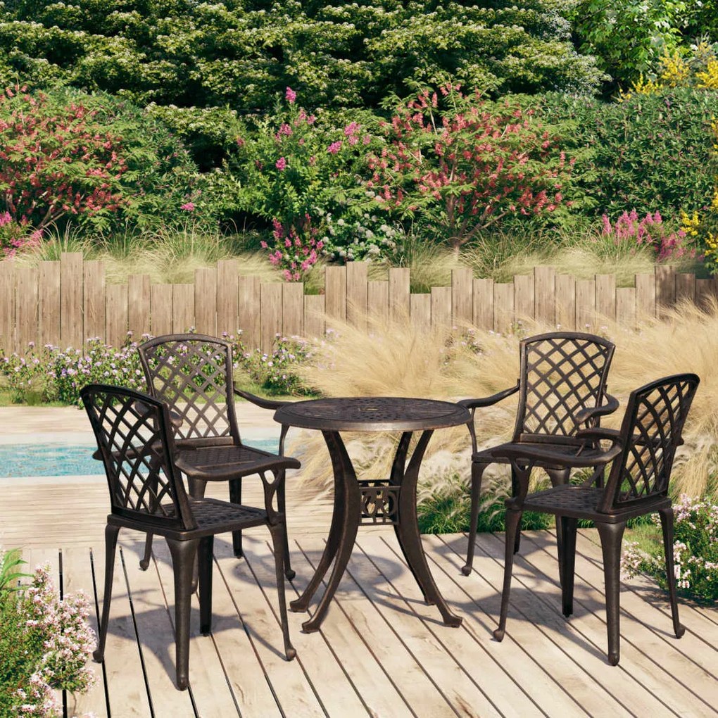 vidaXL 5 pcs conjunto de bistrô alumínio fundido bronze