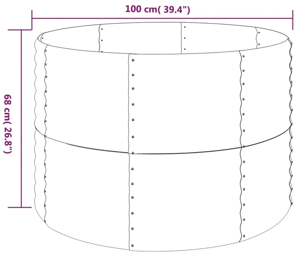 Canteiro elevado jardim 100x100x68 aço revestido a pó castanho