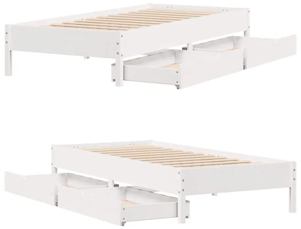 Cama sem colchão 90x200 cm madeira de pinho maciça branco