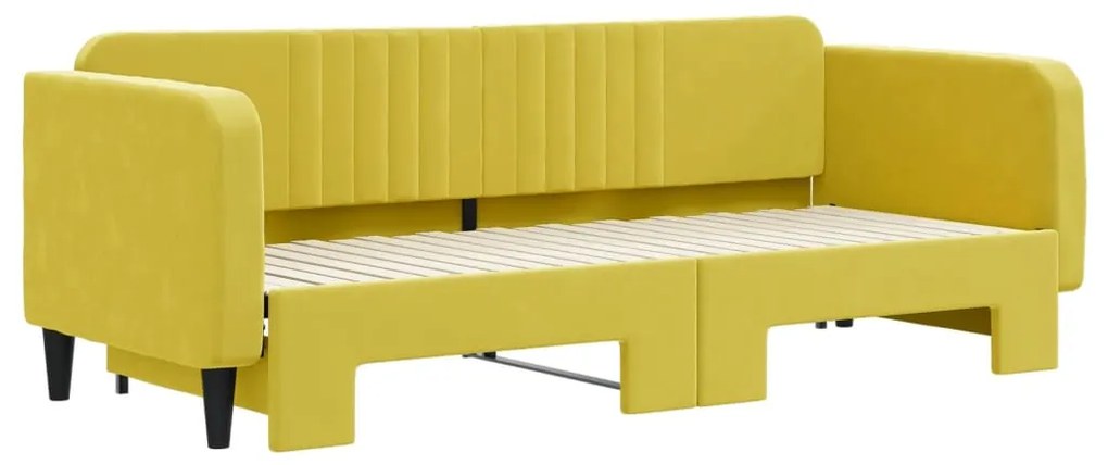 Sofá-cama com gavetão 80x200 cm veludo amarelo