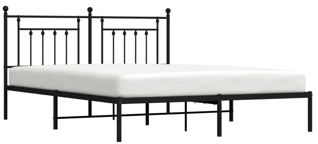 Estrutura de cama com cabeceira 160x200 cm metal preto