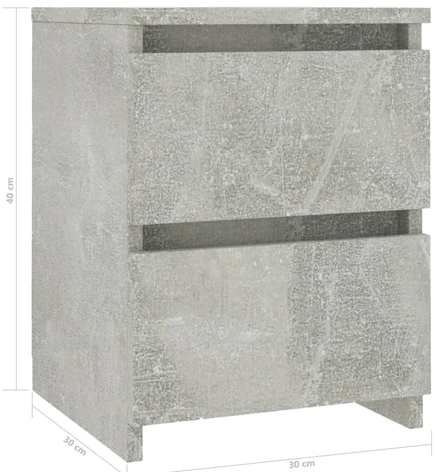 Mesas de cabeceira 2 pcs 30x30x40 cm contrapl. cinzento cimento