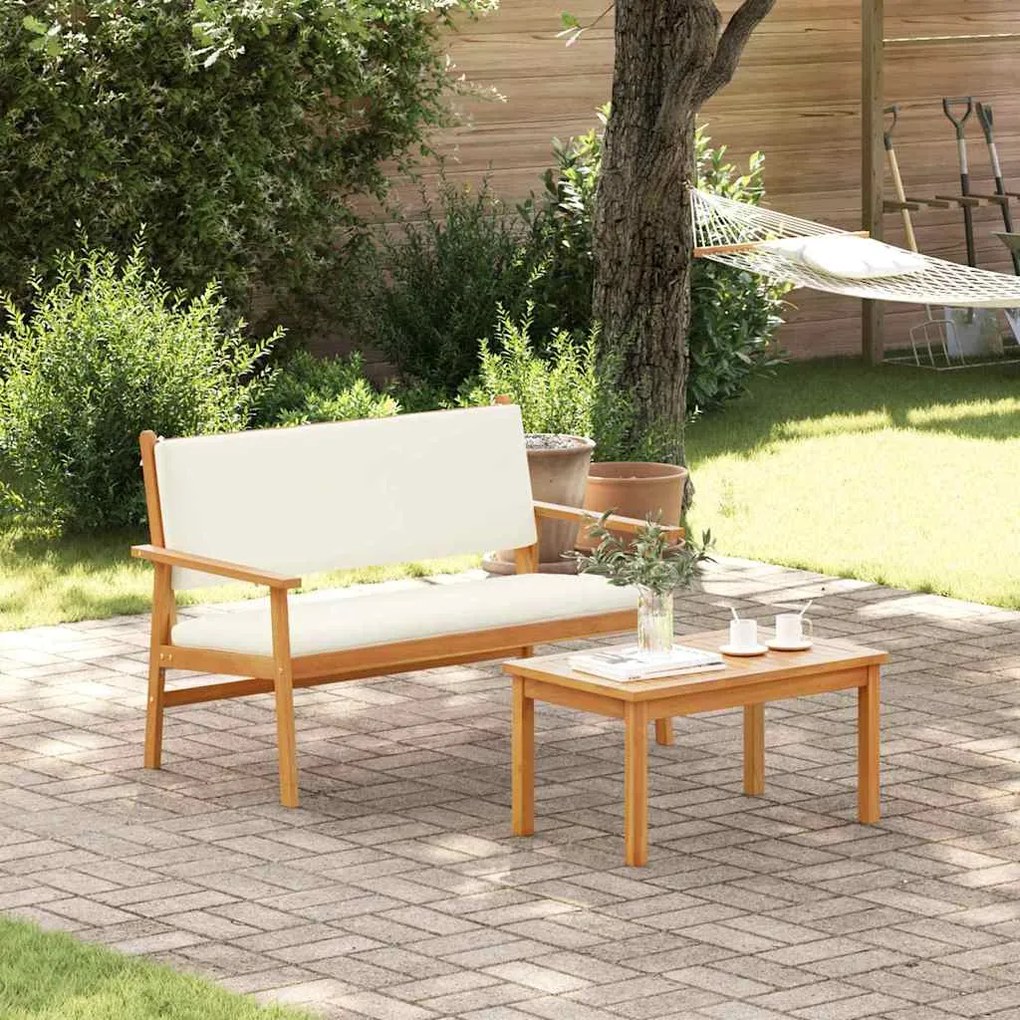 Banco de Jardim vidaXL com Almofadas de Madeira Sólida de Acácia