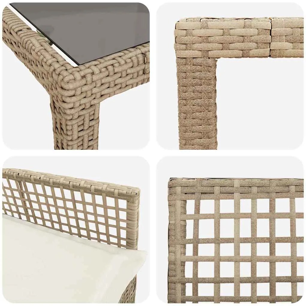 Conjunto de Jantar para Jardim 11 pcs Bege 250 x 100 x 75 cm