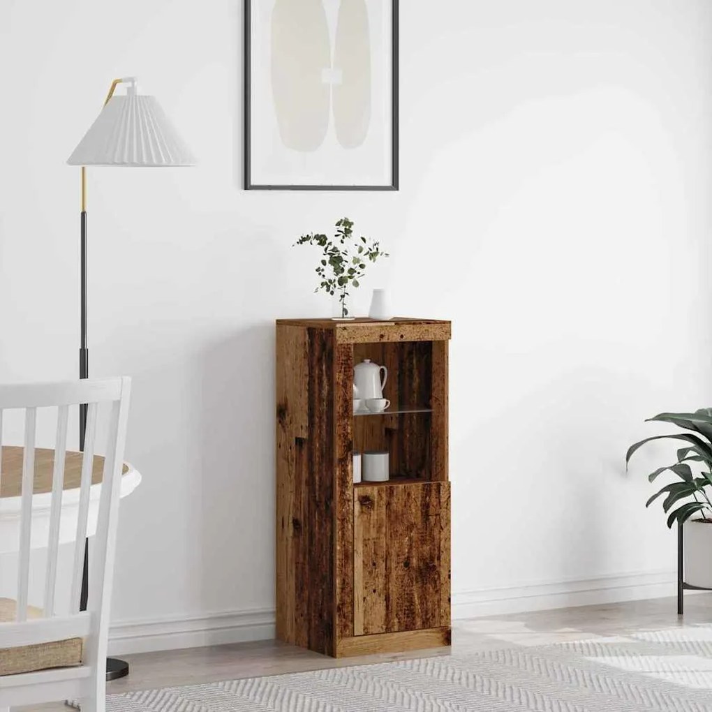 vidaXL Aparador LED Madeira antiga 41 x 37 x 100 cm Madeira processada