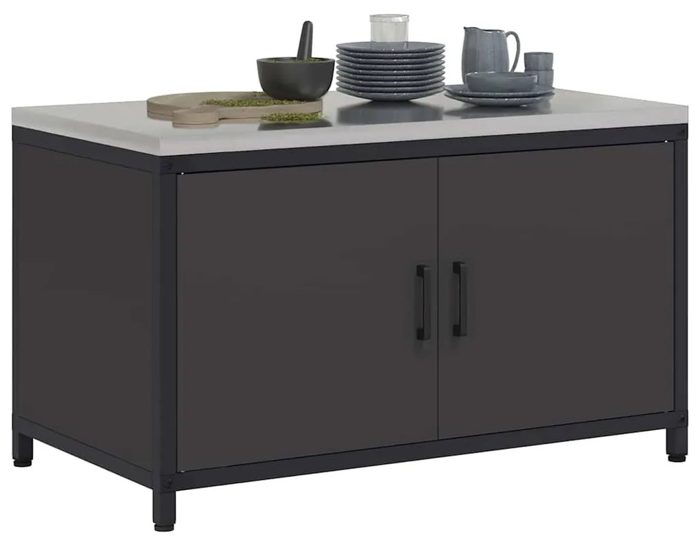 Armário de Armazenamento para Cozinha Preto 60 x 50 x 92 cm Aço