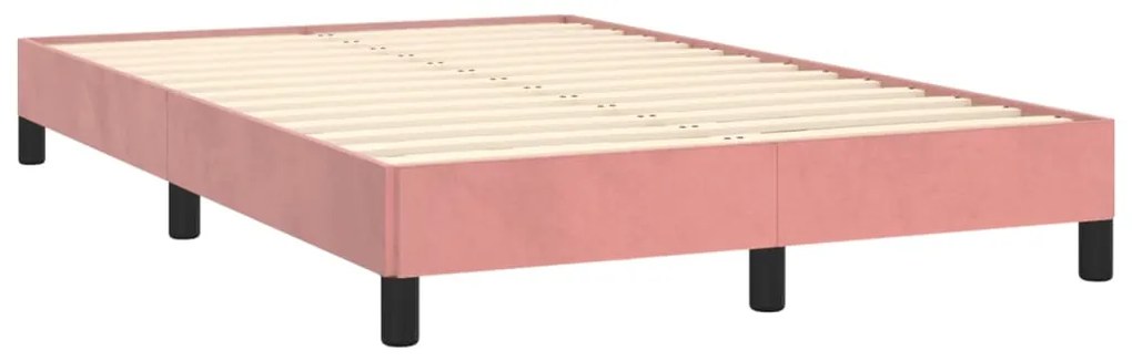 Cama box spring c/ colchão luzes e LED 120x190 cm veludo rosa