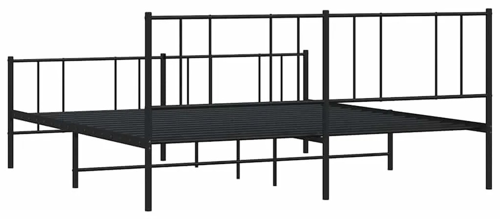Estrutura de cama com cabeceira e pés 183x213 cm metal preto